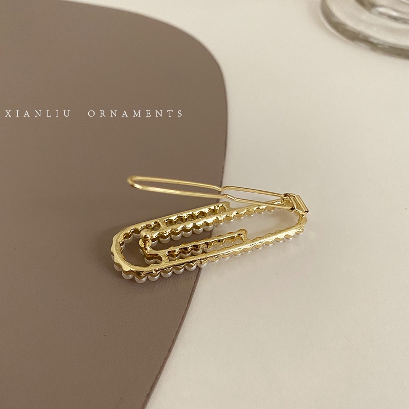 Pearl Paper Clip Hair Clip Accessories Korean Style Personality Simple