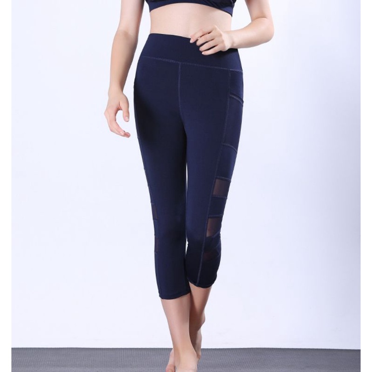 Legging 3/4 Impor Sport Olahraga Gym Model Jaring Kantong / Celana Senam Yoga Fitness WSM 865