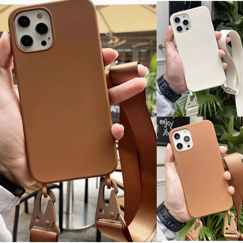 Soft Case Dengan Tali Lanyard Warna Permen Untuk Iphone 13 Pro Max 11 Pro Max 7 8 Plus Xr Xs Max