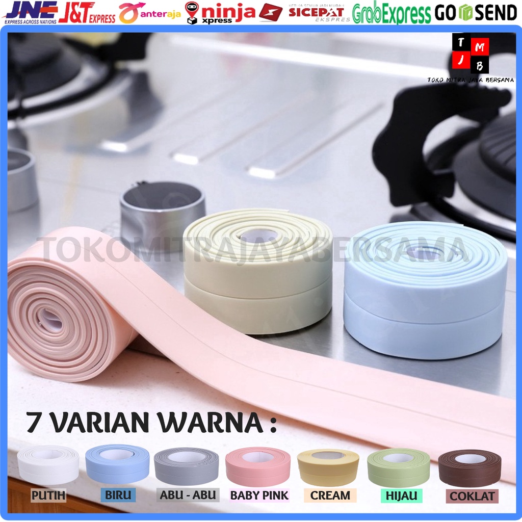 TAPE PEREKAT LAKBAN ANTI JAMUR AIR MINYAK PVC WASTAFEL DAPUR KAMAR MANDI STRIP ISOLASI MOTIF PENUTUP CELAH