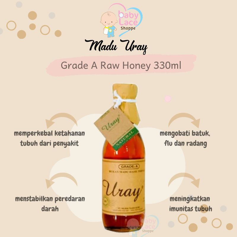 Madu Uray Natural Raw Honey Madu Hutan 330ml Indonesia