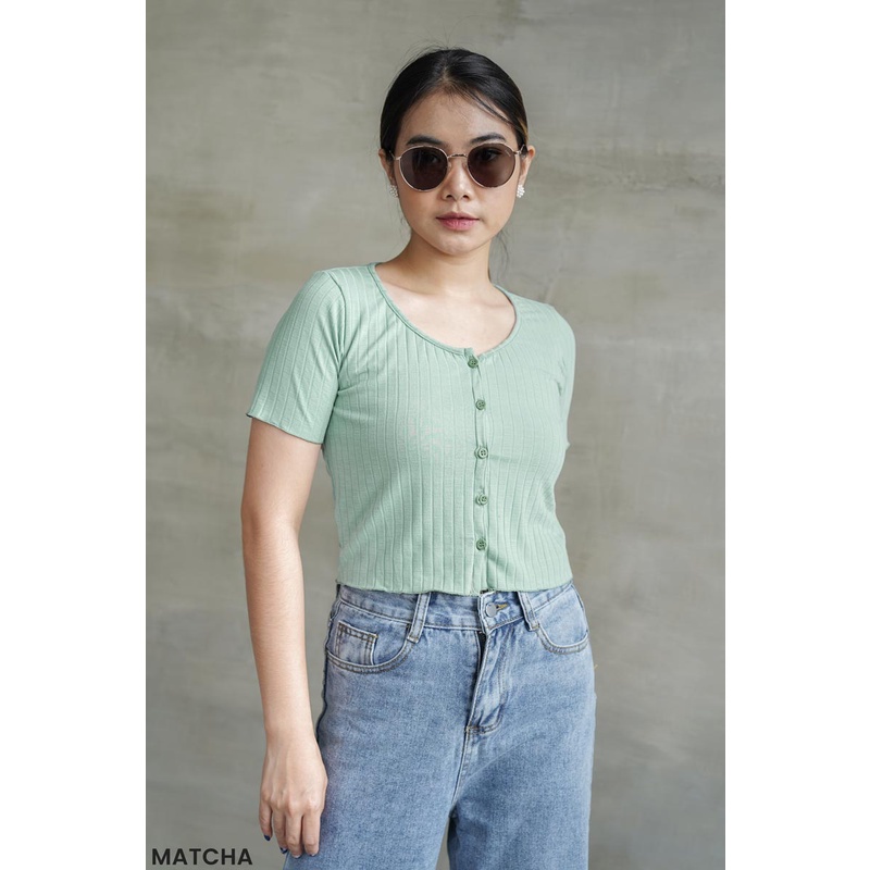 Amarilis Knit Crop Top Atasan Wanita Blouse