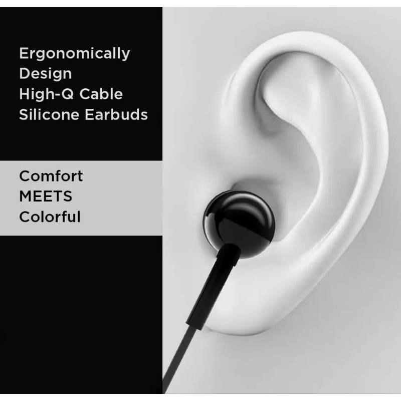 HEADSET EARPHONE MINISO DENGAN MIC MICROPHONE EARBUDS AWET NOISE CANCELLING UNIVERSAL STREO