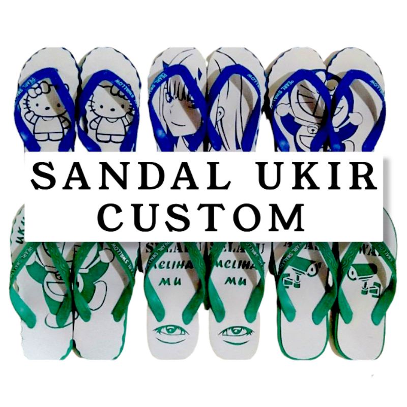 SANDAL SWALLOW UKIR CUSTOM / SANDAL JEPIT UKIR MOTIF GAMBAR DAN TULISAN ATAU NAMA / SANDAL PRIA WANI