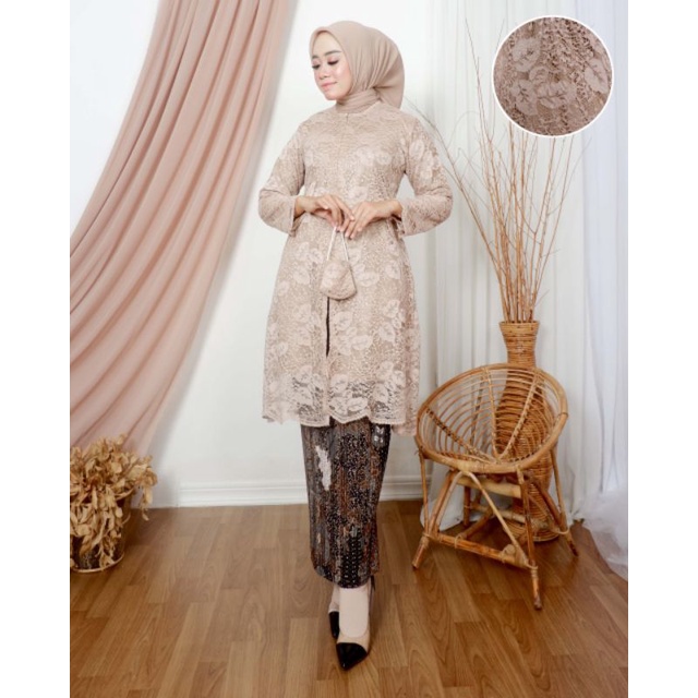 IndahKebaya • SETELAN KEBAYA TUNIK BUSUI / KEBAYA TUNIK BROKAT JUMBO KONDANGAN MODERN / BAJU WANITA MUSLIMAH TERBARU / KEBAYA TUNIK DRESS COUPLE KELUARGA / HITAM NAVY LAVENDER ROSEGOLD COKSU MOCCA WARDAH