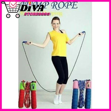 Skipping Jump Rope Soft Handle + Counter / Skipping Rope Exercise GYM Fitness / Tali Loncat Dengan Penghitung Lompatan Putar DIVA STORE88