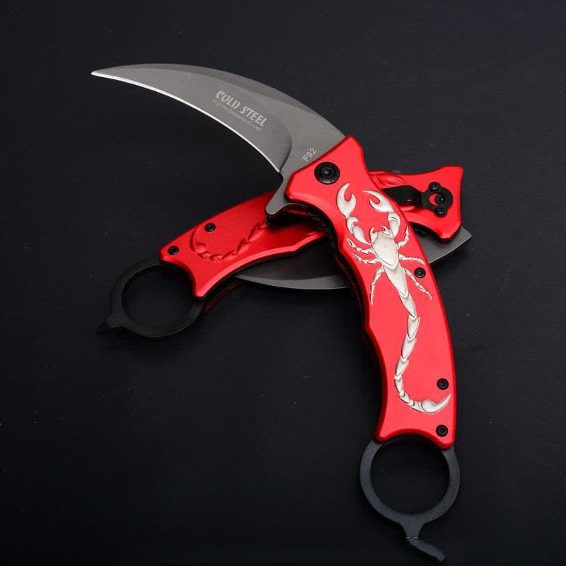 Super Sale PISAU LIPAT KERAMBIT F92 RED SCORPION FOLDING KNIFE SURVIVAL