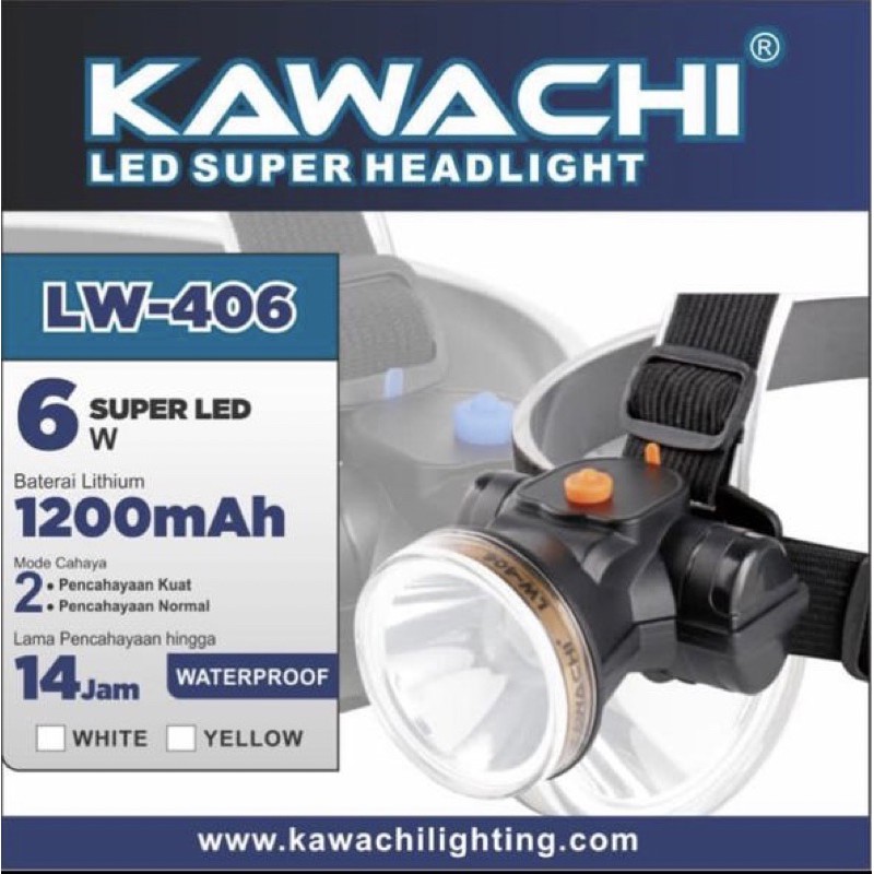 Senter Kepala Kawachi LW-406 6 Watt ( Putih / Kuning )