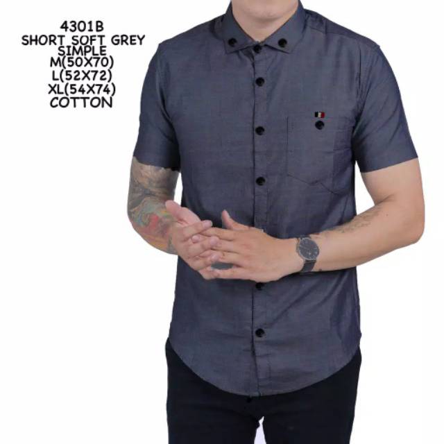 ALJOSA kemeja pria lengan PANJANG NAVY polos distro baju cowok dongker 6296