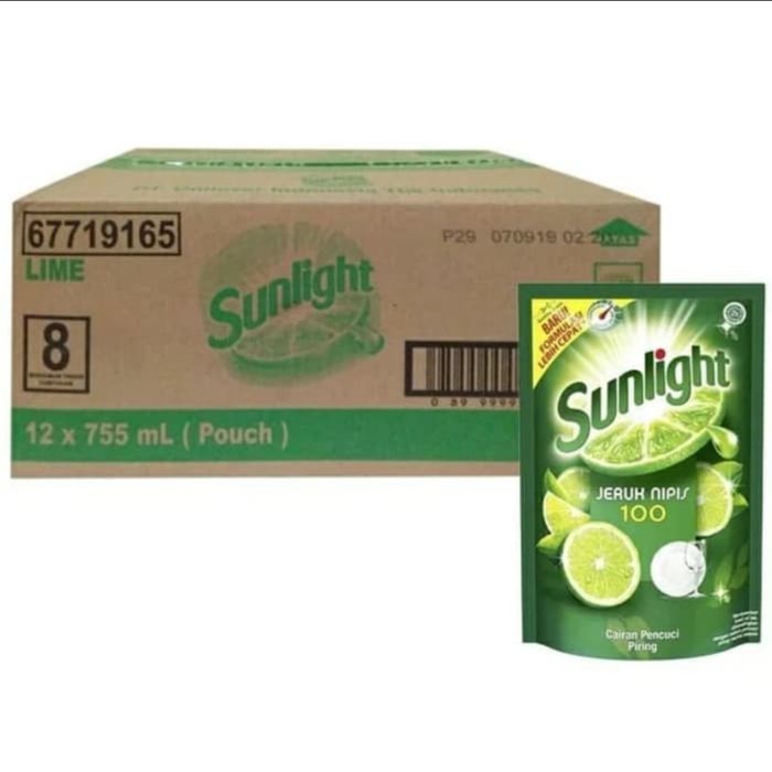 Sunlight Sabun Cuci Piring Jeruk Nipis100 Halal 1Dus Isi 12Pcs 755ml