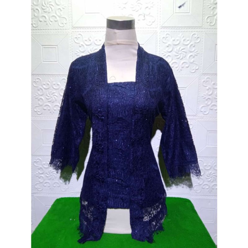 Realpict kebaya atasan kutubaru brukat lengan 7/8 kutubaru brukat hijau sage//kebaya brukat modern