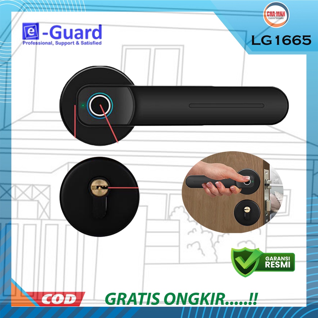 e-Guard Kunci Pintu Fingerprint Digital Smart Door Lock LG1665 Kost