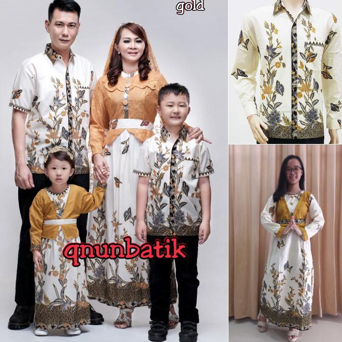 Sarimbit Family Keluarga Gamis Terusan Batik Muslim Kanaya Bunga