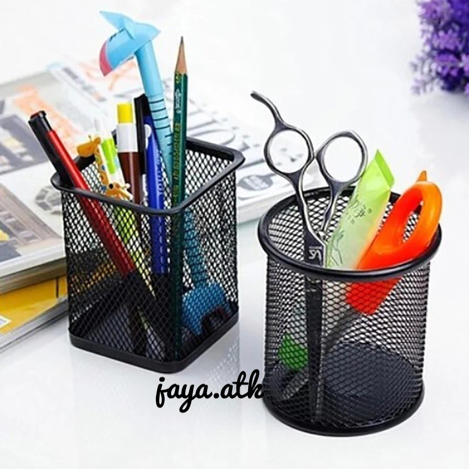 

TEMPAT PULPEN ALAT TULIS PENSIL BESI JARING PEN HOLDER MEJA DESK ORGANISER KOTAK PENSIL JARING BESI