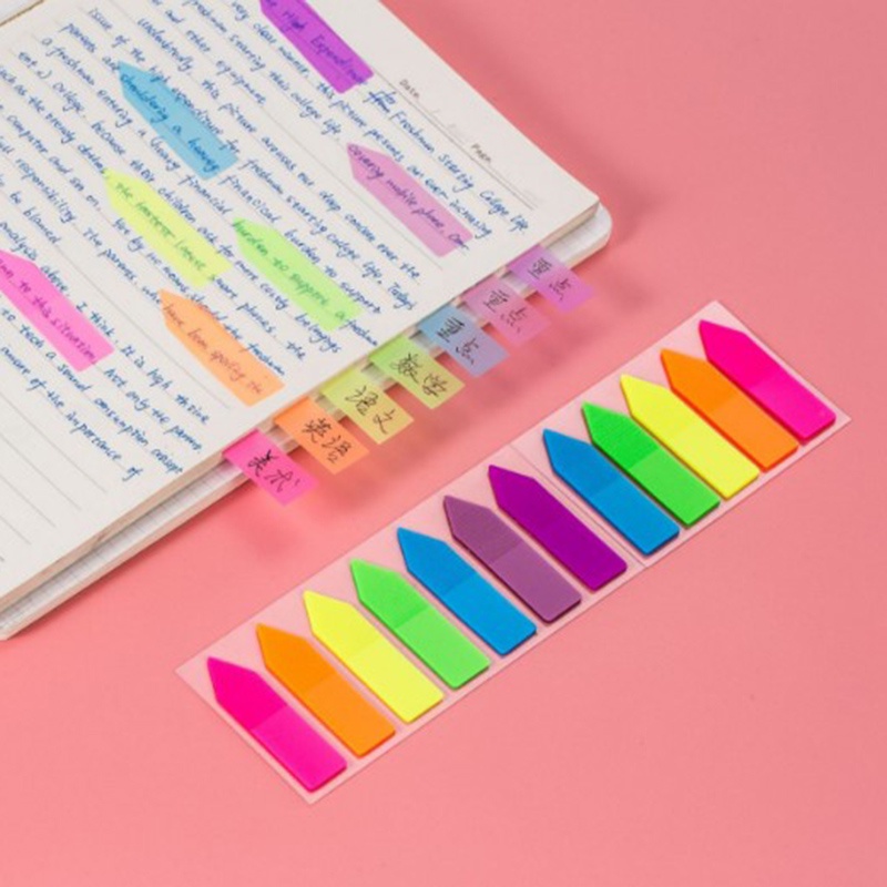 (LUCKID) 100 Lembar Sticky Notes Bentuk Panah Fluorescent