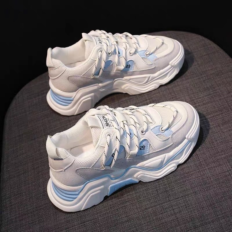 V262 SEPATU SNEAKERS WANITA IMPORT SPORTS KOREA TERBARU-262Biru