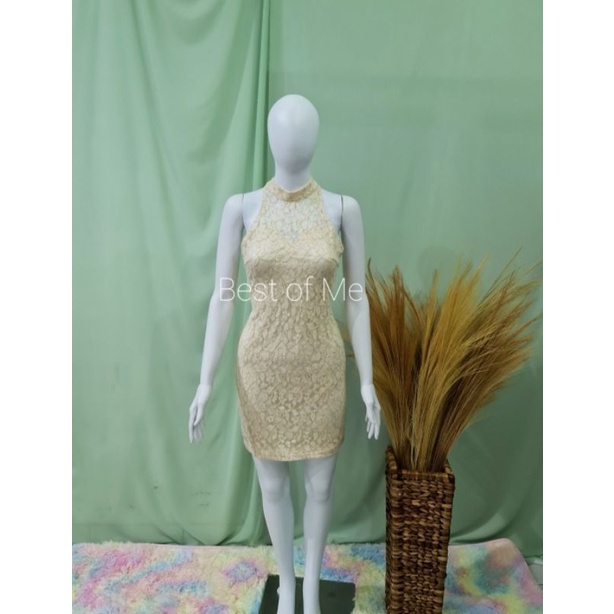 Brokat Cream Mini Dress