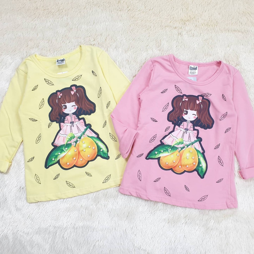 Atasan Kaos Baju Anak Cewek Import Lengan Panjang