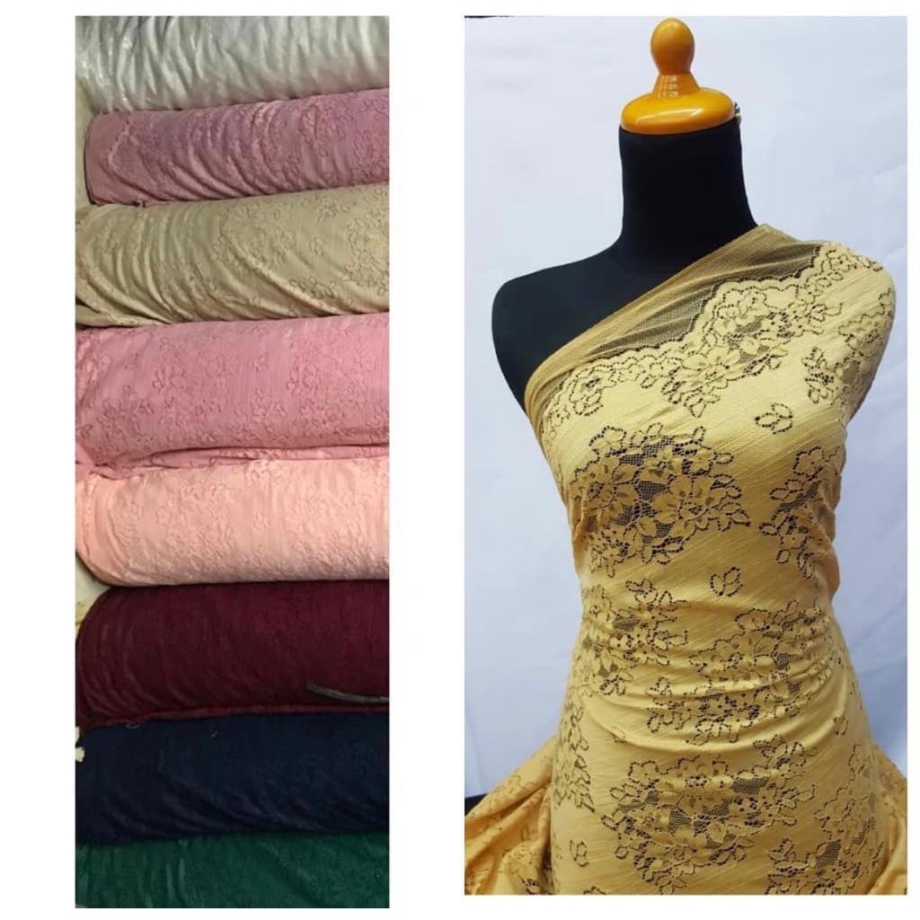 Kain Brukat Meteran Corneli Cornelli Bahan Lace Cord Brokat Seragam Kebaya