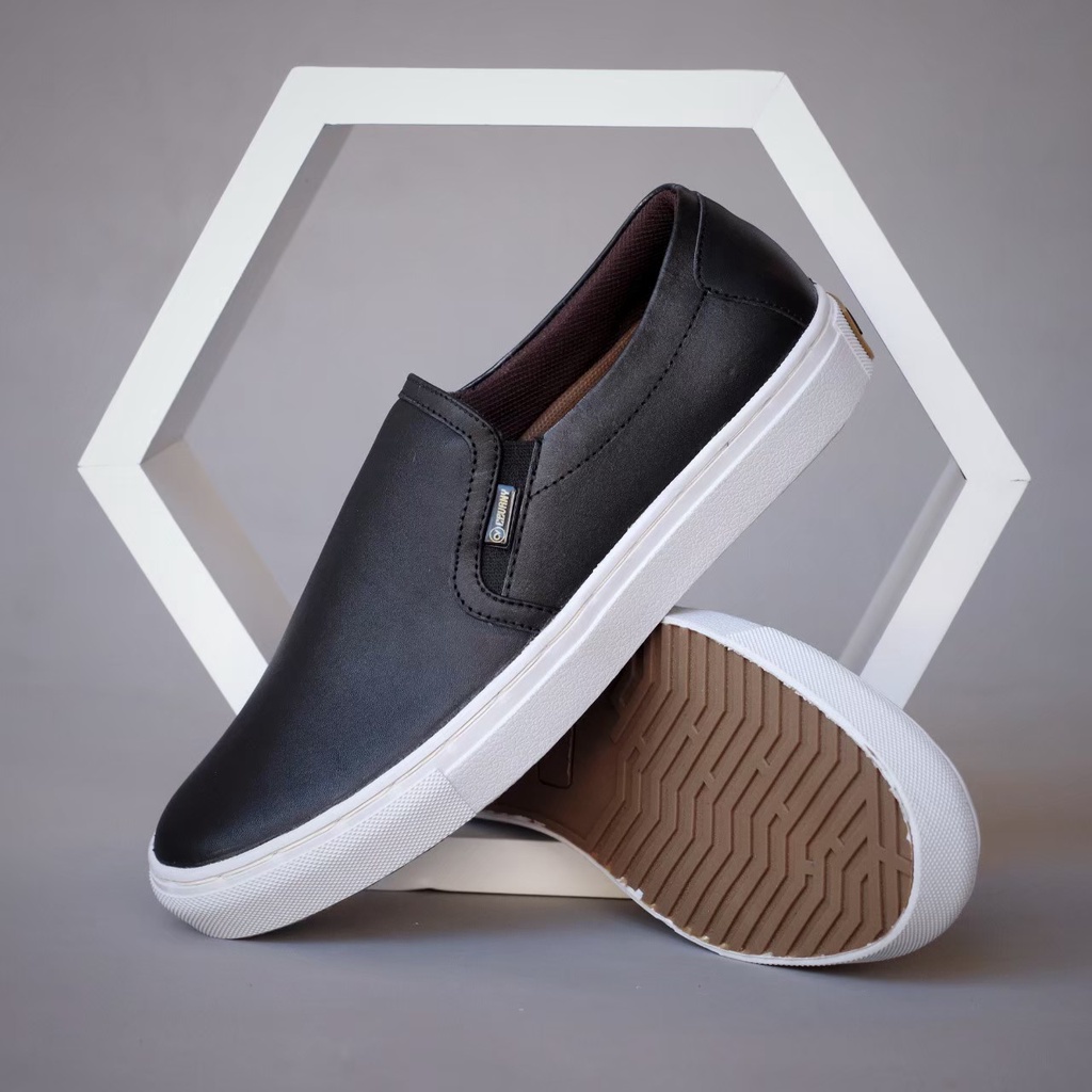 ENOZ X GALA - Sepatu Formal Slop Pria Kulit Asli Original Kasual Kerja Slip On Cowo Keren Trendy Modis