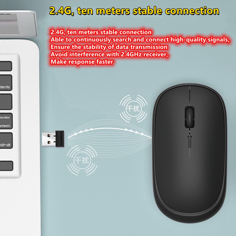 Bluetooth + wireless receiving dual-mode mouse used with devices with Bluetooth, IPAD, mobile phone