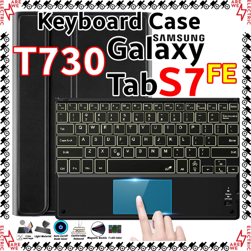 keyboard case samsung galaxy tab s7 fe 5g 2021 t730 12 4 inch leather folio bluetooth removeable