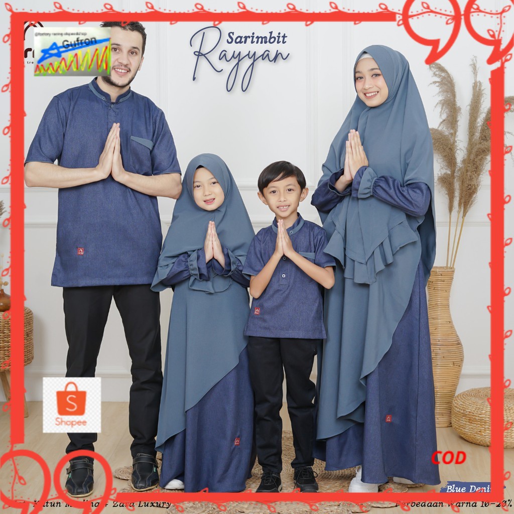 Gamis Sarimbit Keluarga Ayah Ibu Anak Series Rayyan Warna Navy Original Premium Pasangan Couple Busa
