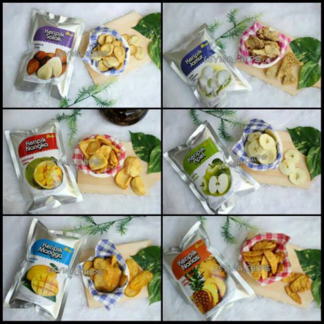 LEVINA Keripik apel nangka salak kripik cemilan camilan khas malang merk 100 gram  gr g 100g 100gr 100gram asli fruit chips chip levina keripik buah asli renyah oven kualitas super premium dan standar standart jajanan cemilan camilan snack sehat senak