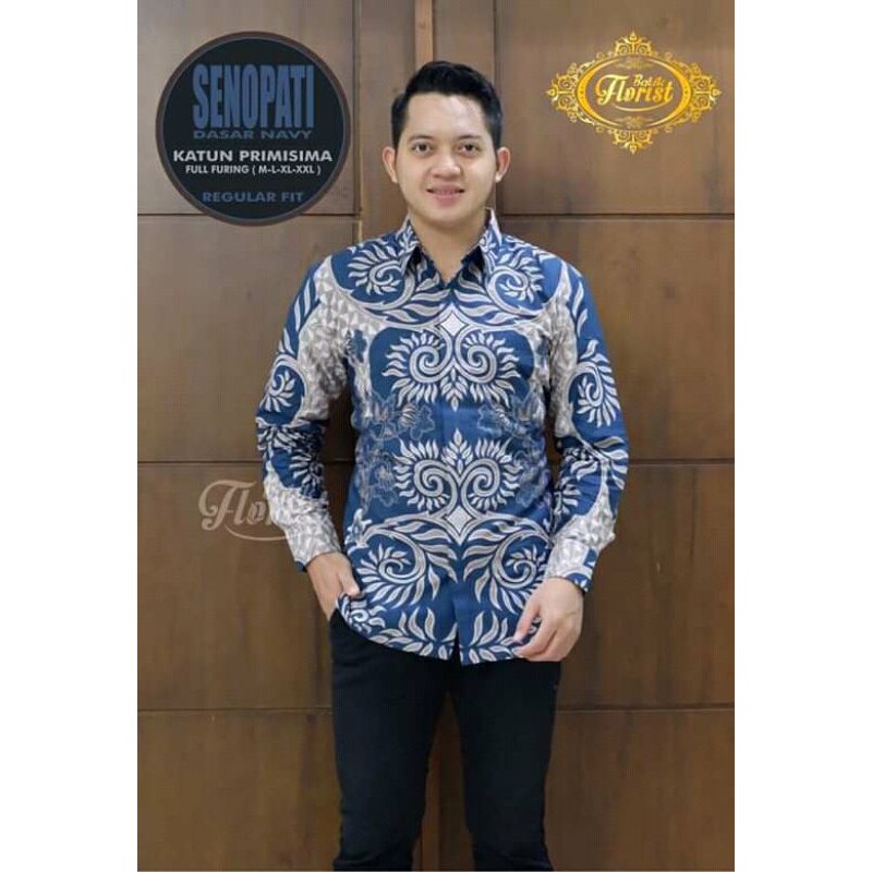 Kemeja Batik Lengan Panjang Lapis Furing SENOPATI Batik Warna Navy