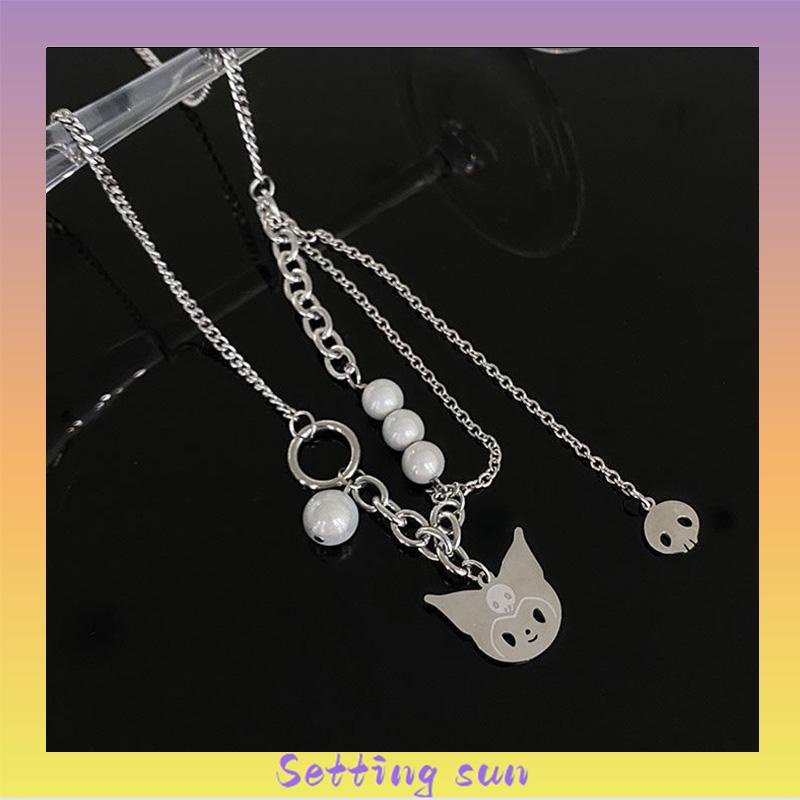 Kalung Rantai Mutiara Mosaik Multilayer TN