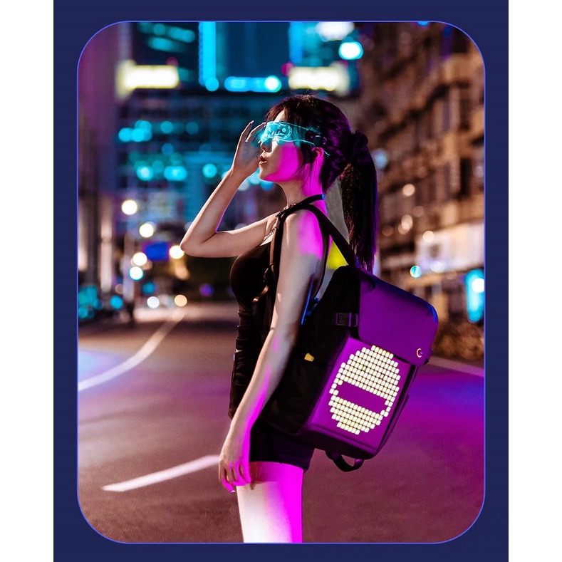 PIXOO BACKPACK M - Customizable Pixel Art LED Display Backpack - Tas Ransel Unik dengan LED Pixel dari DIVOOM