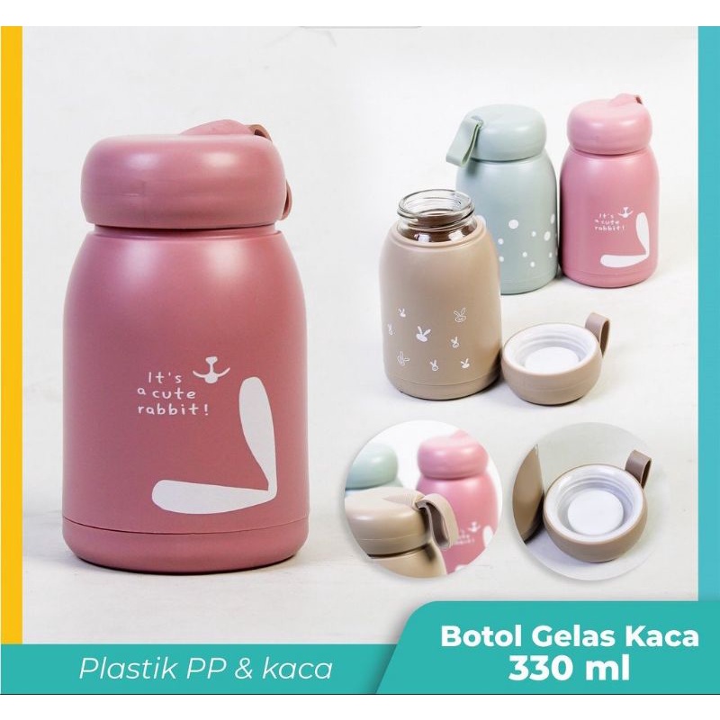 ROMO TERMURAH Botol minum gelas kaca motif rabbit 330 ml BPA FREE Botol minum anak botol kaca termos bayi termos susu botol PROMO TERMURAH Botol minum gelas kaca motif rabbit 330ml BPA FREE Botol minum anak TERMOS MINI 300 ML TERMOS BAYI AIR PANAS Termos