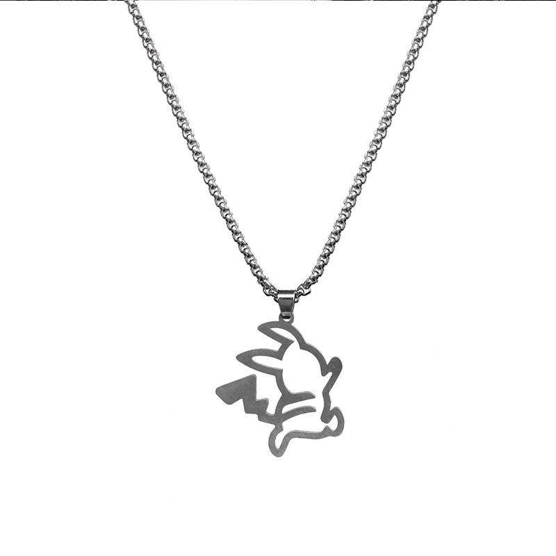 Ins Jepang dan Korea hollow Pikachu kalung pacar Pasangan hip hop liontin kartun Keren Bumi all-matc