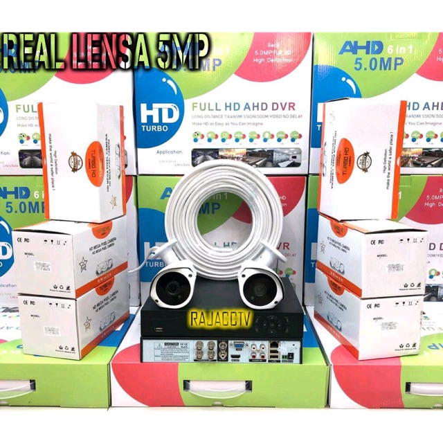 Paket CCTV 4 Channel 2 kamera Full HD LENS 5MP HDD-500GB Infrared