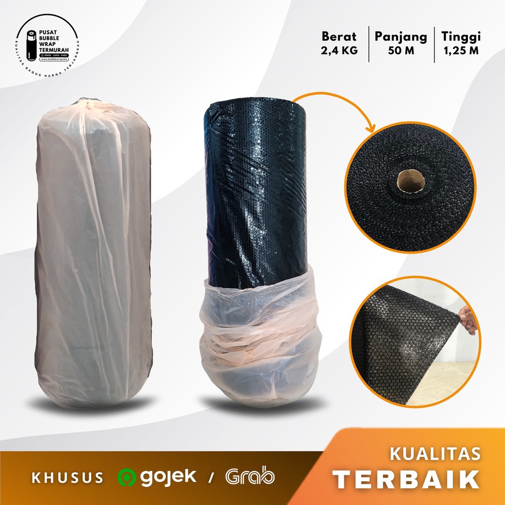 

[TERLARIS] Bubble Wrap Roll Hitam Berat 2,4Kg Ukuran 1,25M X 50M Bungkus Oren Kualitas Bagus Murah dan Tebal