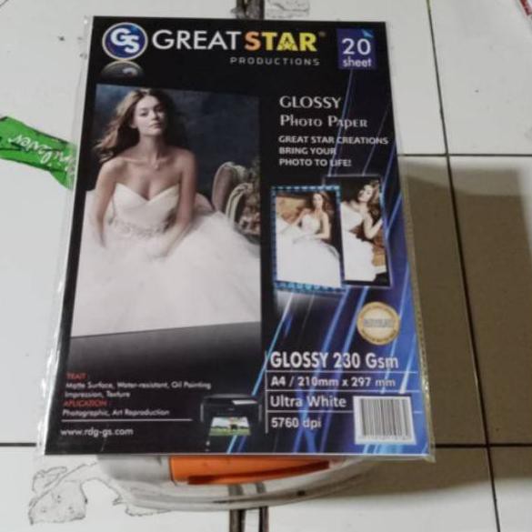 

Super Promo QMMMZ Glosy photo paper great star 230 gsm 87 Stok Banyak