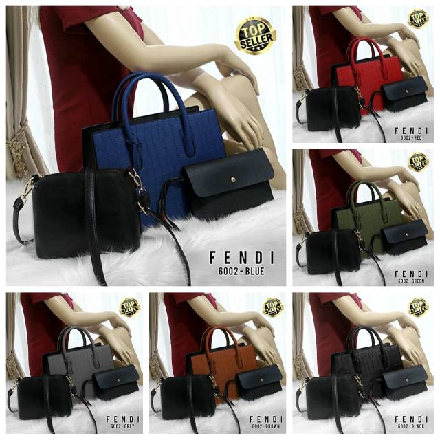 FENDI WOMAN SET 3IN1 BAG 6002 / TAS WANITA 3IN1 SEMI PREMIUM