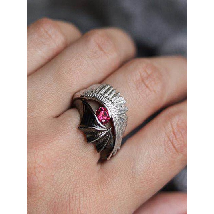 Cincin Pasanganpriawanita Desain Malaikat Demon Gaya Vintageromantis Untuk Hadiah