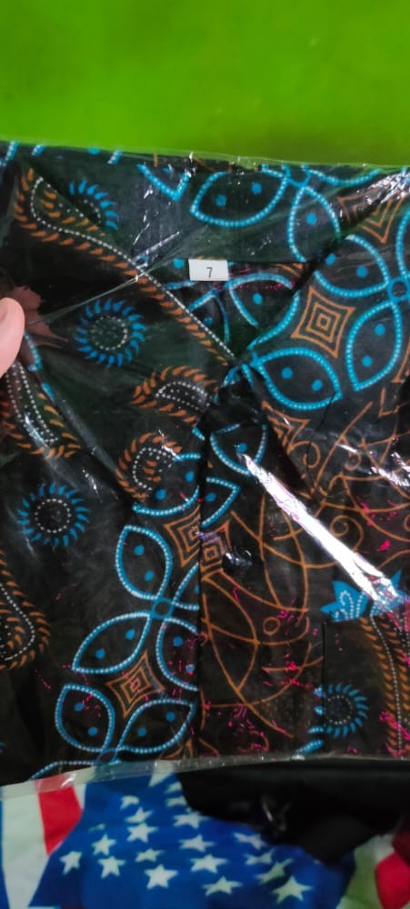 Batik Couple Keluarga Sania Ruffle Ori Ndoro Jowi Dnt Motif Seno Biru