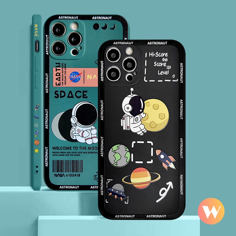 Soft Case Tpu Motif NASA Astronot UFO Untuk iPhone 7 8 plus XR X XS max 13 11 12 pro max 6 6s plus SE 2020