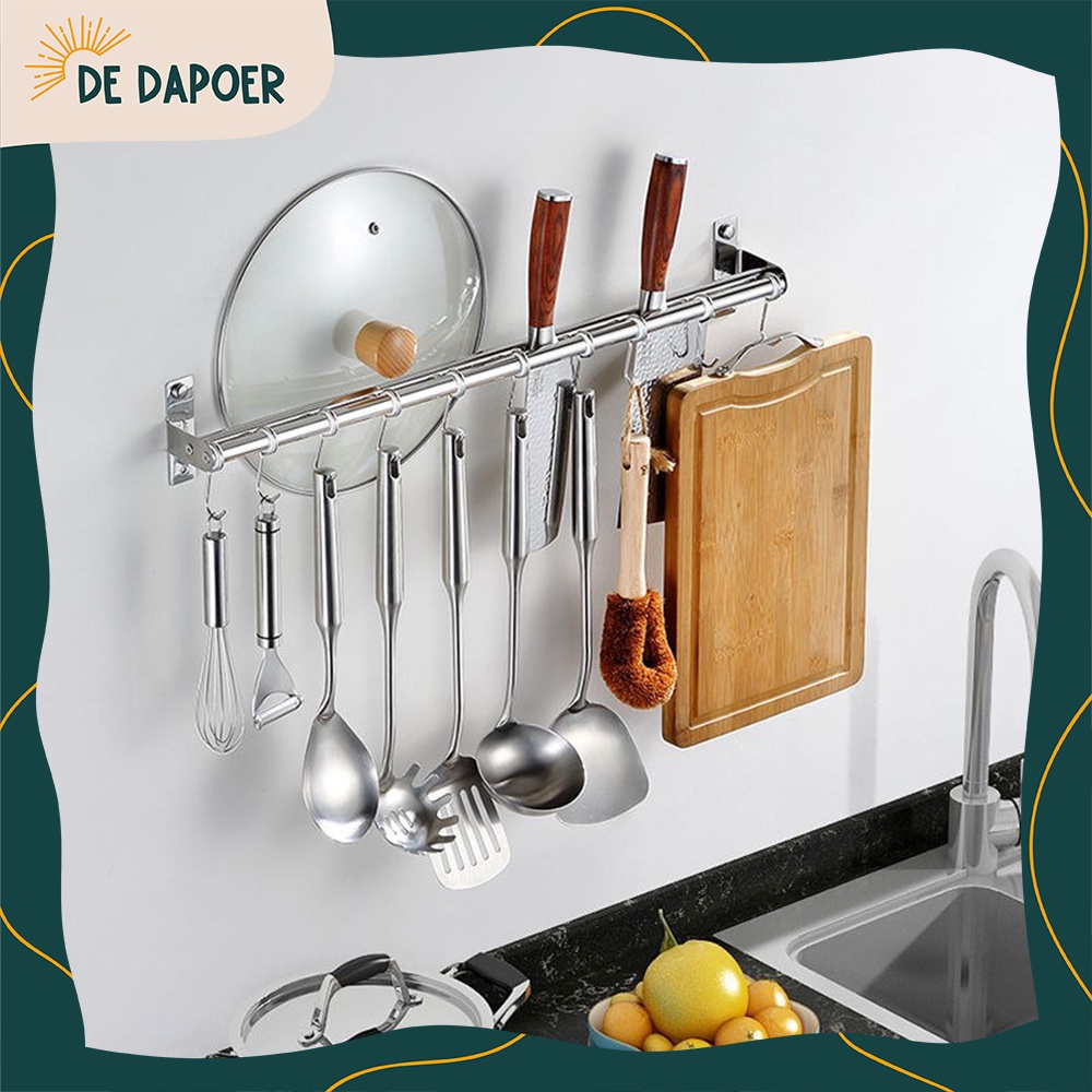 Rak Dapur Gantungan Spatula Panci Peralatan Dapur Stainless Steel Anti Karat Premium
