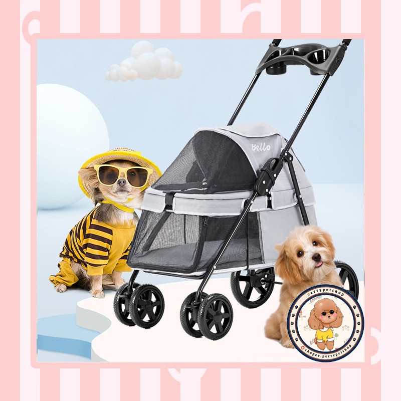 Stroller Pet 4 Roda Bello SP01 Max 15kg Stroller Untuk Anjing dan Kucing