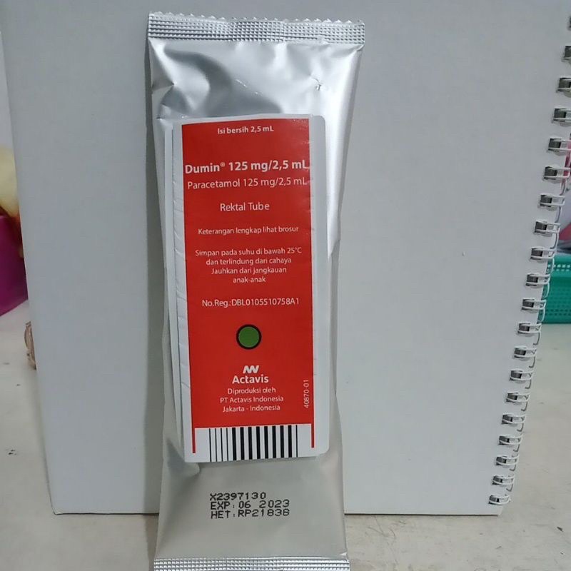 dumin rectal tube dumin dubur obat panas 125mg supp