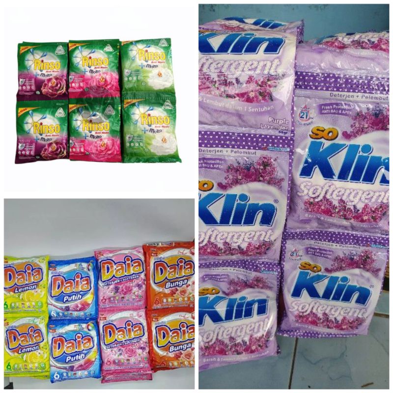 rinso renceng 6 sachet/daia renceng 6 sachet/soklin renceng/deterjen 1000