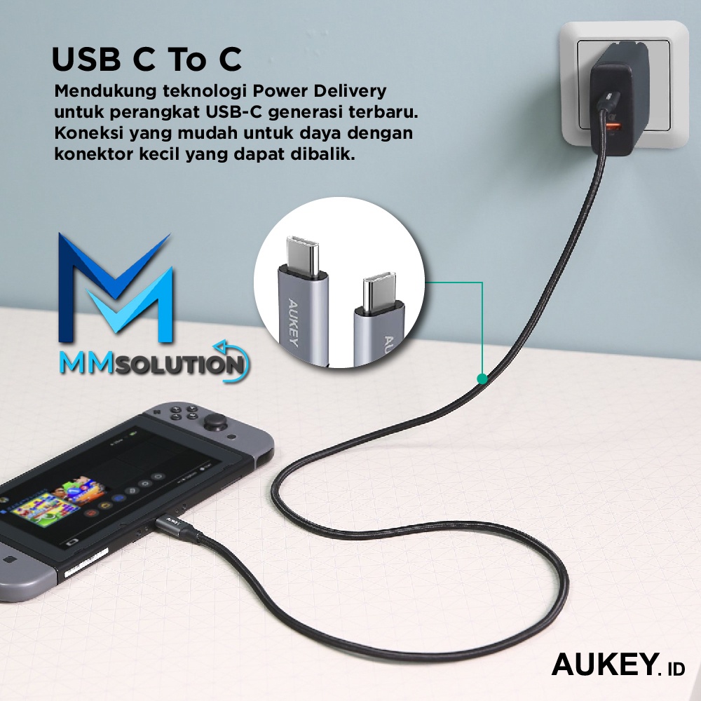 AUKEY CB-CD5 / CB-CD6 Kable Data Type C to Type C Braided Nylon