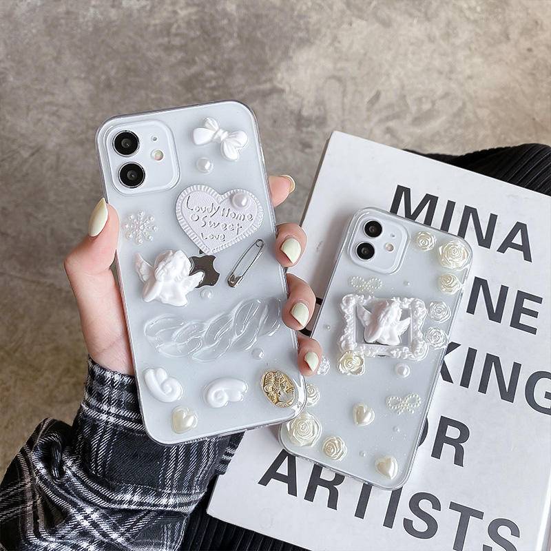 Case Desain Bunga Malaikat 3D Untuk iPhone 13 12 11 Pro MAX Mini X XS MAX XR SE 2022 2020 7 8 Plus