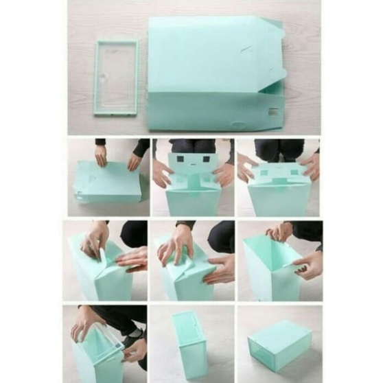 Kotak Sepatu Lipat Transparan / Shoes Storage Box Organizer / Rak Sepatu Plastik / Shoes Box Tempat Penyimpanan Sandal