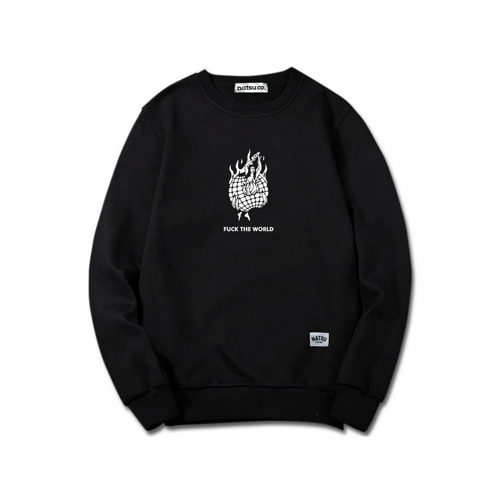 Sweater Crewneck Simple Pria natsu co - Fck The World NATSU x PANDAWA HOODIE