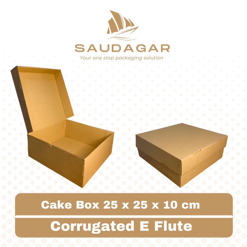 Cake box corrugated / kardus kue tebal premium E flute 25x25x10 cm