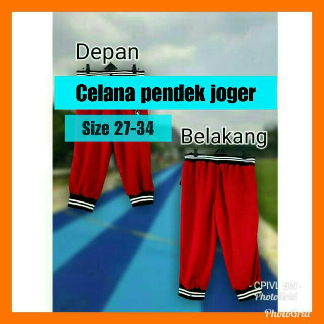 Celana jogging lari pria 7/8 bawah lutut untuk olahraga lari joging bahan baby terry joger karet